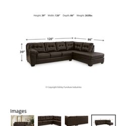 Ashley 2 Piece Chocolate Sectional With Chaise 