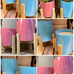 4 Pc. Bamboo Stand With Planter 4”-6”