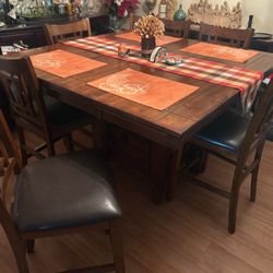 Wood Dining Table 6 Chairs