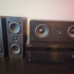 Sony STR-DH590 5.2 Channel Digital Bluetooth Receiver WITH Micca OoO Bookshelf AND Center Speaker