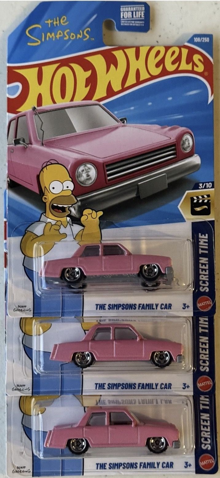 New 2026 Hot Wheels HW SCREEN TIME 3/10 The Simpsons Family Car Pink ×3 108/250 🔥🔥🔥