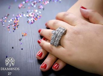 3 Diamonds brand ( Platinum plated) Twin Ring 💍