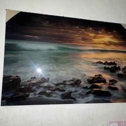 Beautiful Ocean Beach Sunset Sunrise Large Framed