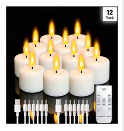 Rechargeable Real Wax Tea Lights Flameless Candles with Remote Timer