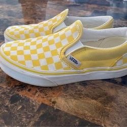 Yellow And White Checkered Vans For Kids 
