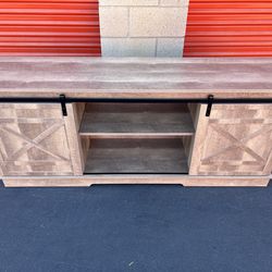 Light Brown Barn Door Media Stand / Media Console / TV Stand / TV Console