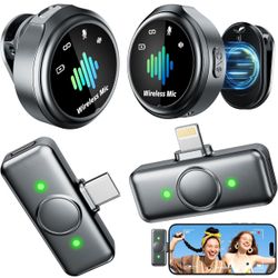 Mini Microphone for iPhone: Wireless Lavalier Microphone for Android - Noise Canceling Magnetic Clip Lapel Mic - Vlogging & Pro Video Recording for Co