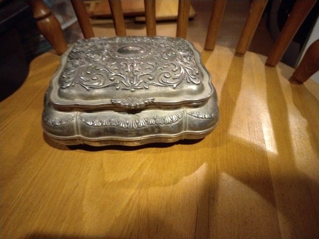 Heavy Vintage Brass Jewelry Box