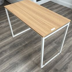 Brown / White Study Desk, Cable Organizer Included