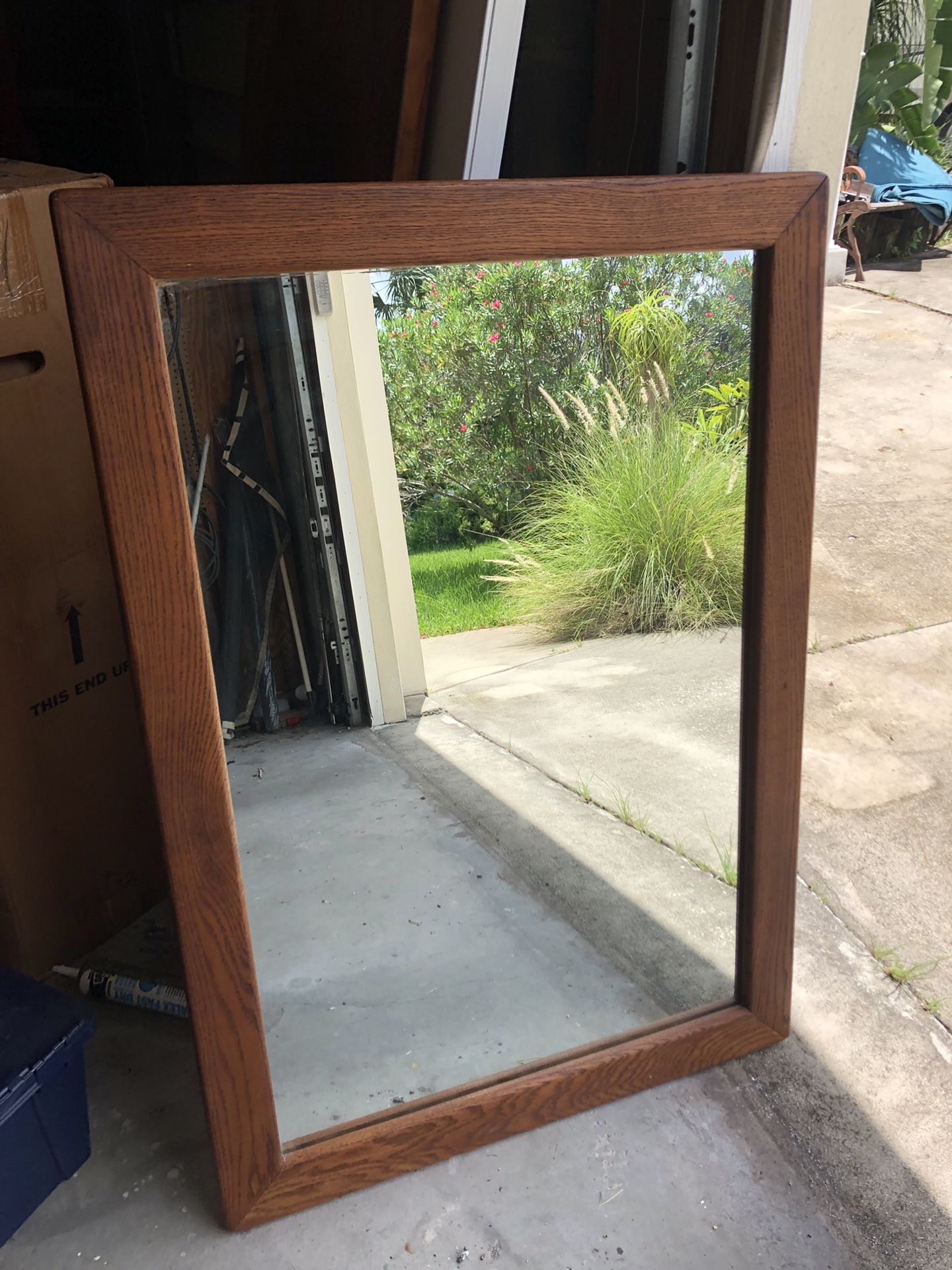 Solid Oak walk mirror