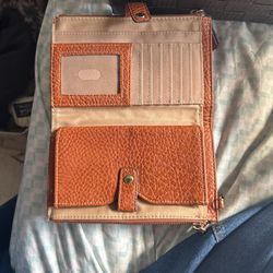 brown faux leather wallet