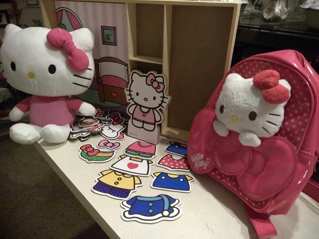 Hello Kitty plush stuffed, Hello Kitty plush stuffed with back pack, Hello kitty dress up bedroom and accessories.$20.00