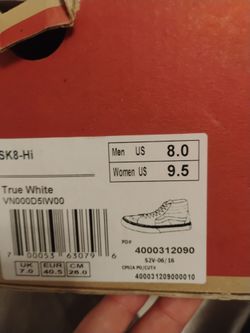 Vans true white size 8