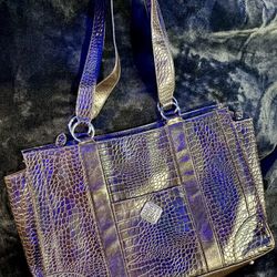 Coldwater Creek Brown Faux Leather Satchel Briefcase Laptop Case Handled Purse