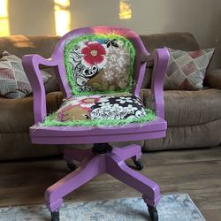 Vintage Solid Wood Office Chair 