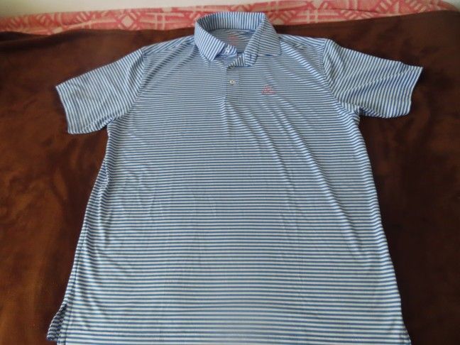rhoback The Birdie Stripe Men's Short Sleeve Performance Polo Birdie Blue/White