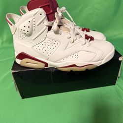 Nike Air Jordan 6 Retro 2015 Maroon, Size 10, White/Red, 384664-116