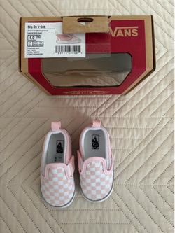 Vans Slip-On Pink Crib Shoes Size 4