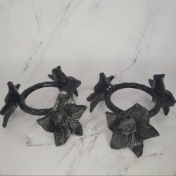 Pair Of Cast Iron Floral Rings