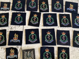 Large collection lot of vintage British military medic insignia patches WW2 WWII era England 
