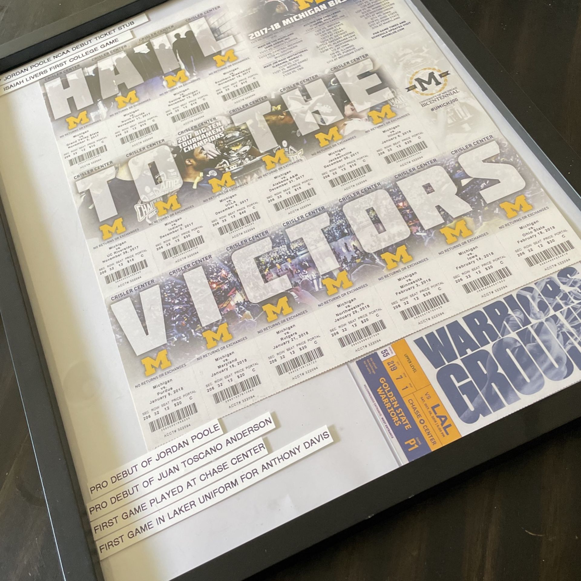 Warriors Jordan Pool Season And Game Stub