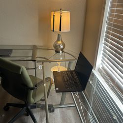 Desk, Office Chair And Lamp 