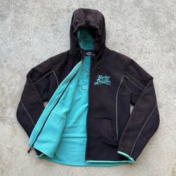 Vintage Y2K HARLEY DAVIDSON Rider Embroidered Women's Black & Teal Polyester Hoodie Sz Small
