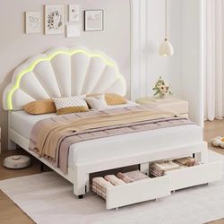 B561 $170  Queen Upholstered Smart LED Bed Frame 