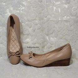 Cole Haan Maple Sugar Leather Women's Tali Grand Lace Wedge Pump Nude Size 8 B