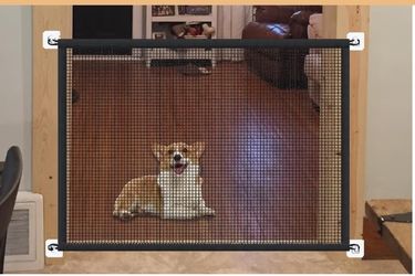 LWFCOEE Dog Gate for The House, Portable Magic Pet Gates for Doorways, Stairs, No Drill Durable Mesh Puppy Gate Safety Fence Guard, 43.5" W X 31" H,