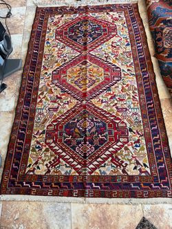 Handmade Rug From Iran 6ft By 4ft Silk And Wool Material