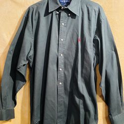 Ralph Lauren ~Men’s Vintage Button Down Shirt Hunter Green Size large, long sleeve