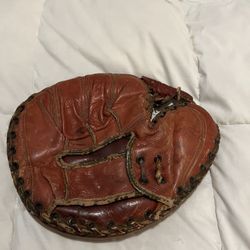 Vintage Little League Baseball Gear Mickey Mantle glove, and Babe Ruth bat