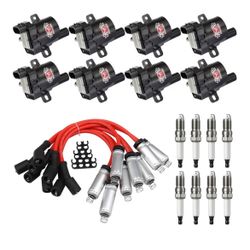 8 Pack D585 UF262 Round Type Ignition Coils with Spark Plugs and Wires
