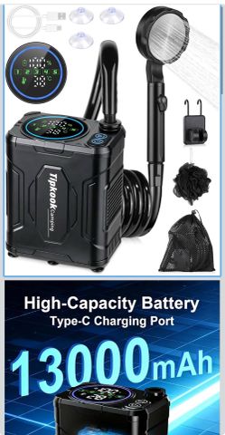 Brand New Tipkook Camping Shower Set Portable Outdoor Shower Pump Sealed Box
