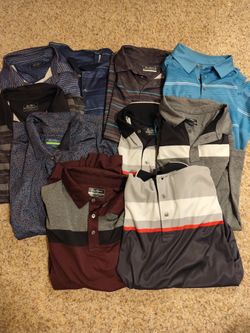 10 Large golf shirts 