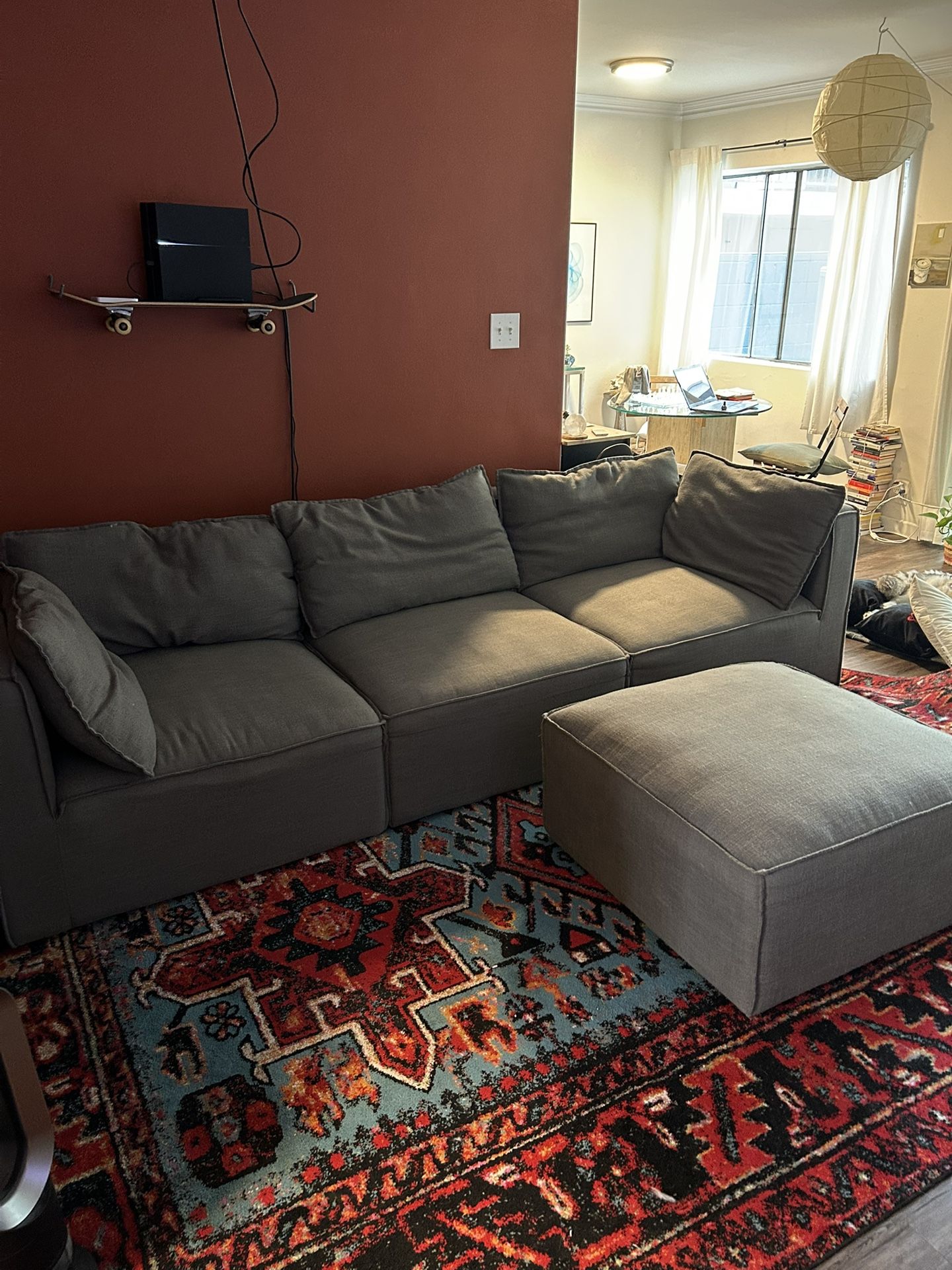 Large sectional couch with ottoman