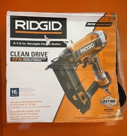 RIDGID Pneumatic 16-Gauge 2-1/2 in. Straight Finish Nailer with CLEAN DRIVE Technology