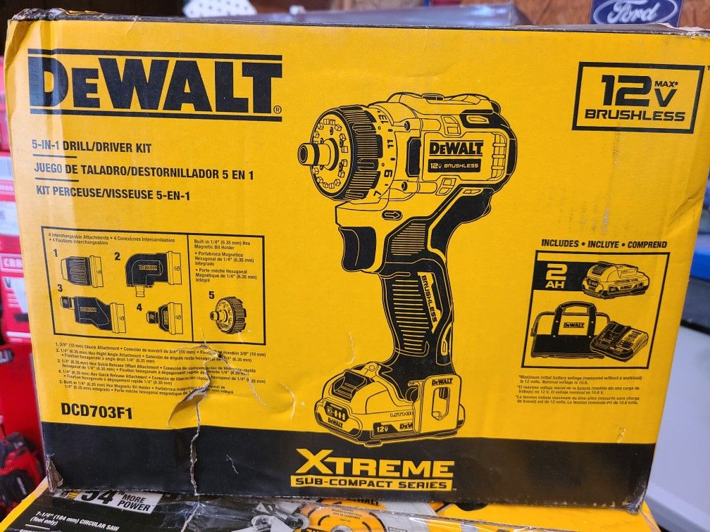 DEWALT XTREME 5-In-1 12-volt Max 3/8-in Brushless Cordless Drill (1-Battery Included, Charger Included and Soft Bag included)