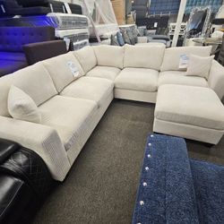 Brand New Sectional Beige Corduroy Fabric $549