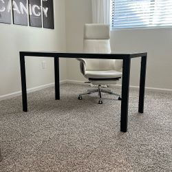 Reiner Glass Top Metal Base Dining Table/Desk