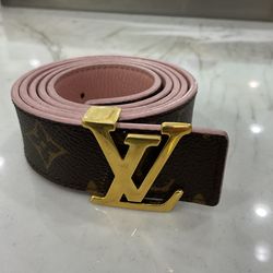 Louis Vuitton Women's Ceinture-Initial Reversible Pink Brown Monogram Belt.