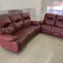 Sofa King Comfortable Gently Used Red Leather Recliners For Sale! Matching Loveseat & Sofa Free Local Delivery!