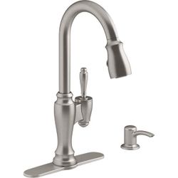 KOHLER Arsdale Single-Handle Pull-Down Sprayer Kitchen Faucet with Soap/Lotion Dispenser in Vibrant Stainless