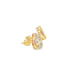 10k Yellow Gold Diamond Earrings with Round Cut Diamond 0.60 ctw