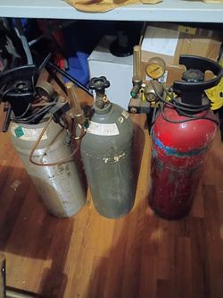 Lot of 3 Gas Cylinders with Regulators