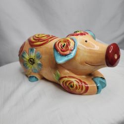 Ceramic Floral Garden Decor / Indoor decor Pig