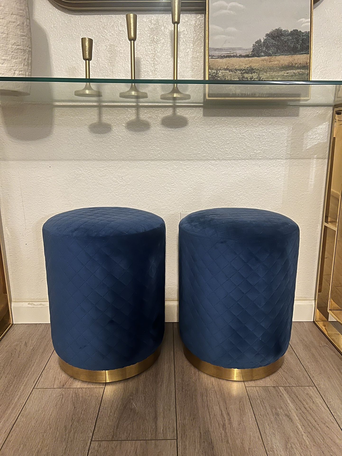Blue Ottoman Foot Stool Decor