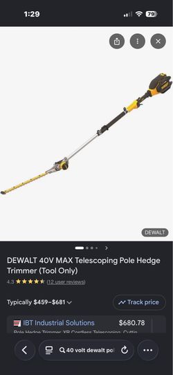40volt max dewalt telescoping hedge trimmer. $100.