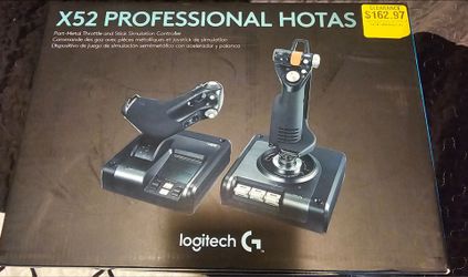 Logitech G Saitek X52 Pro Flight Control System, Controller and Joystick Simulator, LCD Display, Illuminated Buttons, 2xUSB, PC - Black/Silver